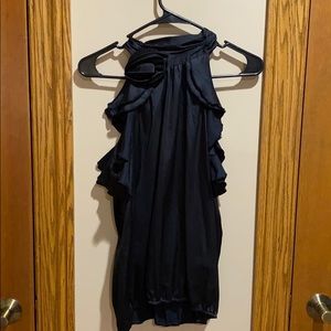 NY&C Black ruffle with floral detail blouse.